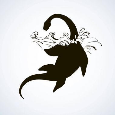 Plesiosaur dinozor. Vektör çizim