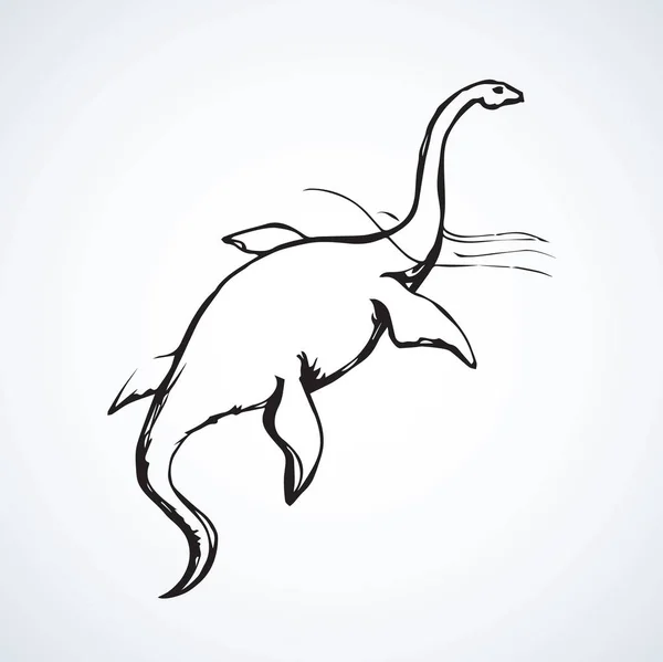 Plesiosaurus dinoszaurusz. Vektoros rajz — Stock Vector