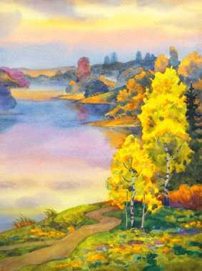 Birches yakın göl