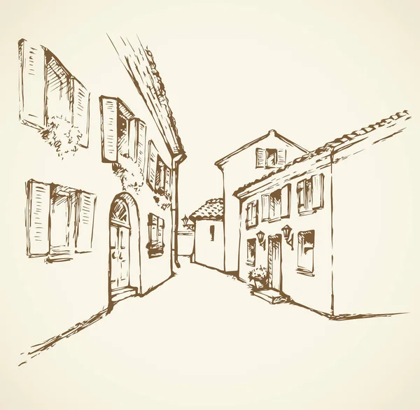 Via della Città Vecchia. Disegno vettoriale — Vettoriale Stock