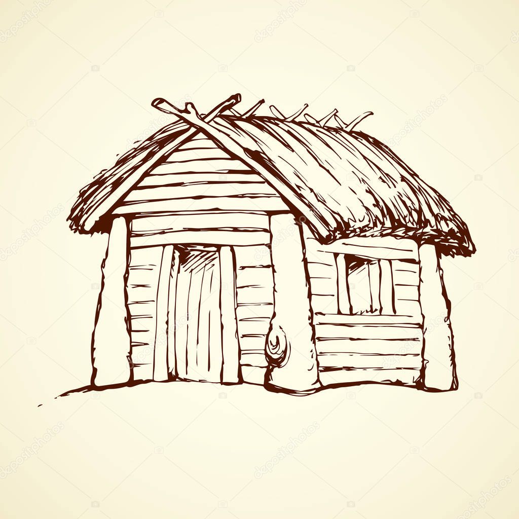 Wooden house. Vector drawing — Stock Vector © Marinka 154649814