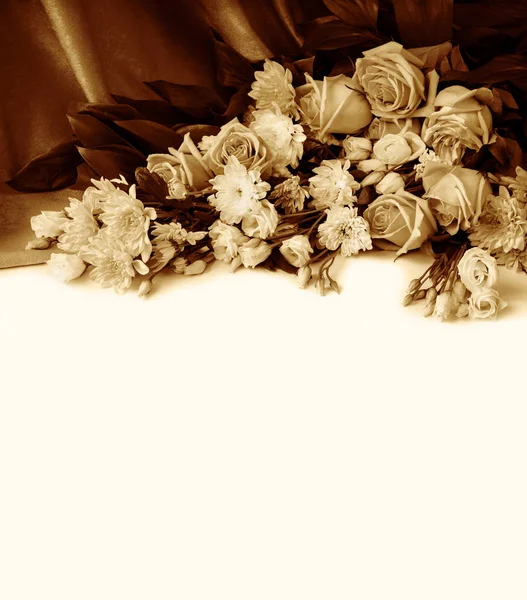 Vackra blommor med vit bakgrund för texten — Stockfoto