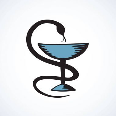 Kase üzerinde yılan. Vektör çizim