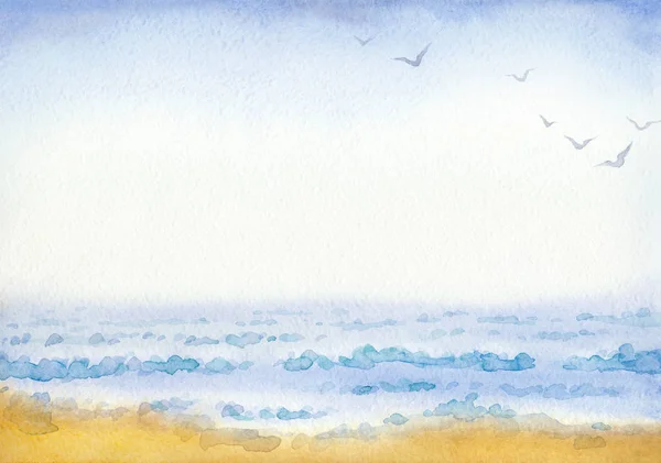 Meer. Aquarellmalerei — Stockfoto