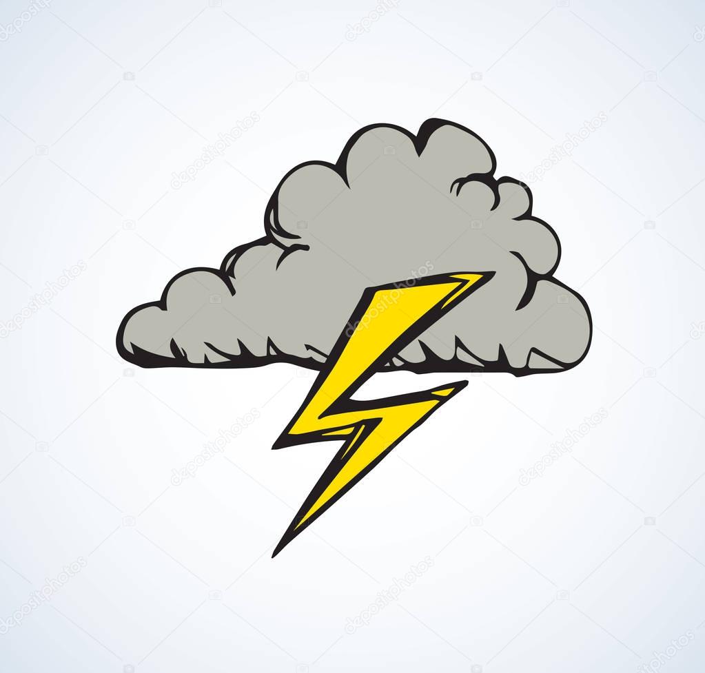 Simple cute air gloomy Heaven element template on light backdrop. Freehand line black ink hand drawn picture emblem sketchy in art retro scribble comic graphic style pen on paper with space for text