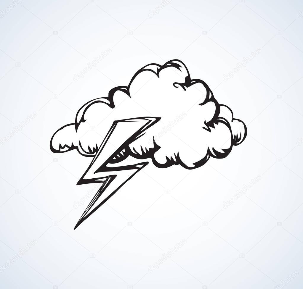 Cloud with lightning. Vector illustration