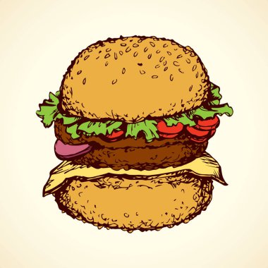 Hamburger. Vektör çizim
