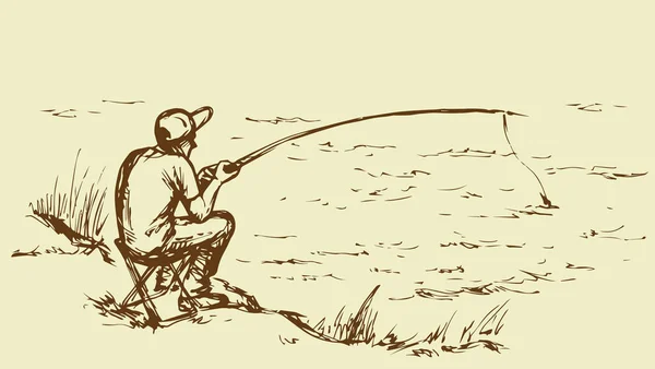 Vector tekening. Fisher man — Stockvector
