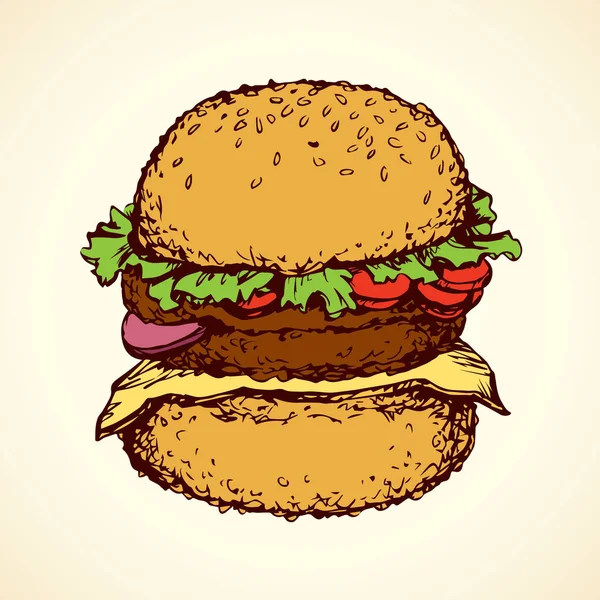 Hamburger. Dessin vectoriel — Image vectorielle