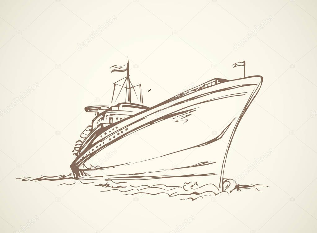 Vector drawing. Steamship