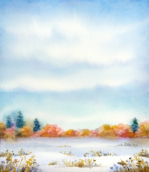 Akvarel krajiny série "stepní v různých ročních obdobích." — Stock fotografie