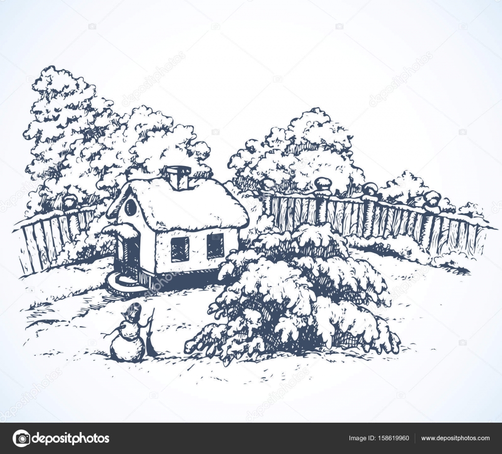 The Village In Winter Vector Drawing Vector Image By C Marinka Vector Stock 158619960 How to draw winter season with easy let's drawing winter season, beacuse drawing is very fun activity. the village in winter vector drawing vector image by c marinka vector stock 158619960
