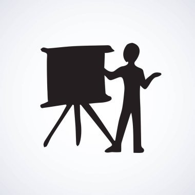 Yazı tahtası, öğretim görevlisi. Vektör simgesi