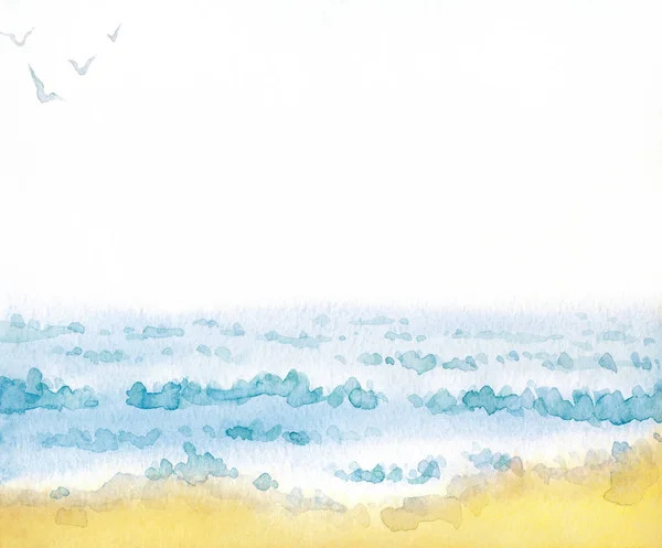 Mar. Pintura aquarela — Fotografia de Stock