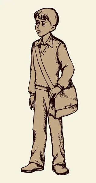 Sketch of a boy standing | Vector sketch of standing boy — Stock Vector