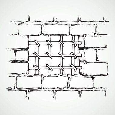 Eski hapishane kafes. Vektör çizim