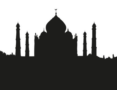 Taj Mahal Hindistan'da. Vektör çizimi