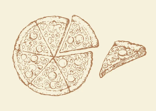 Pizza. Dibujo vectorial — Vector de stock