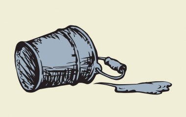 Su kovası dışarı dökülür. Vektör çizim