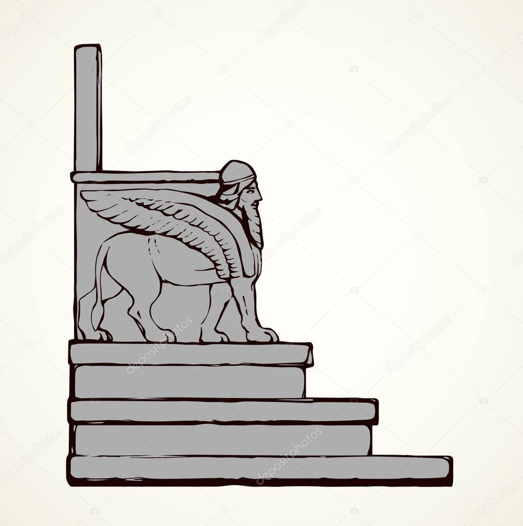 Ancient throne. Vector drawing