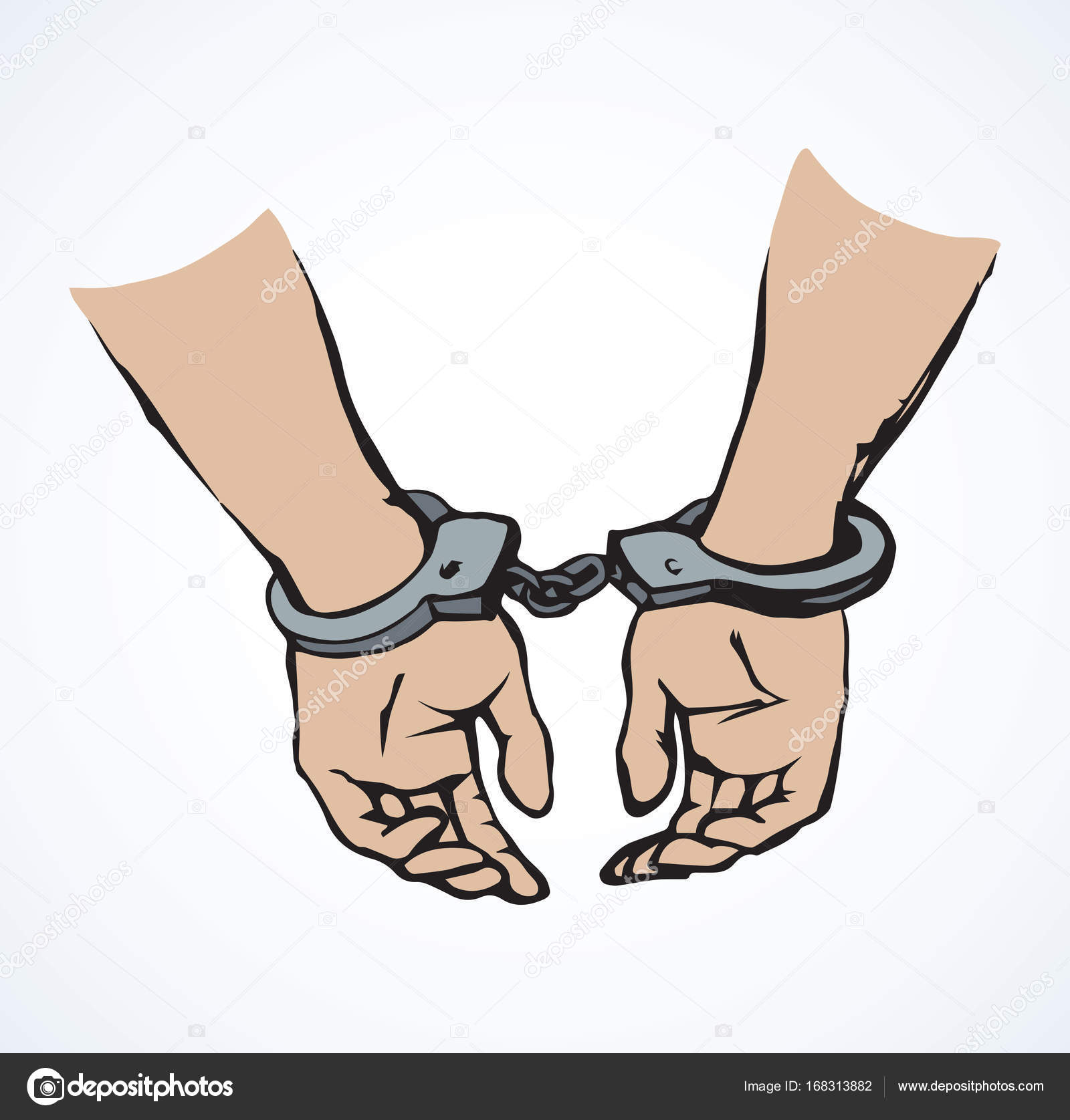 Нарисовать руки в наручниках
