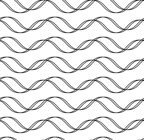 Black vector seamless wavy line pattern — Stock Vector