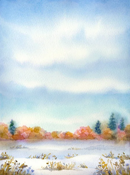 Akvarel krajiny série "stepní v různých ročních obdobích." — Stock fotografie
