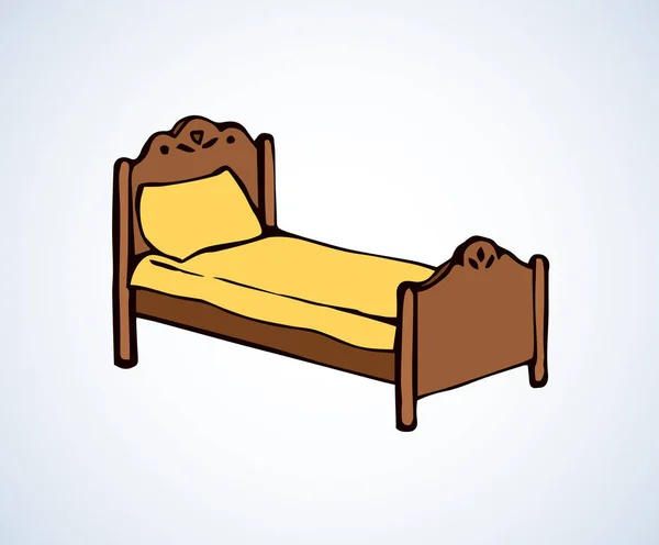 La cama. Dibujo vectorial — Vector de stock