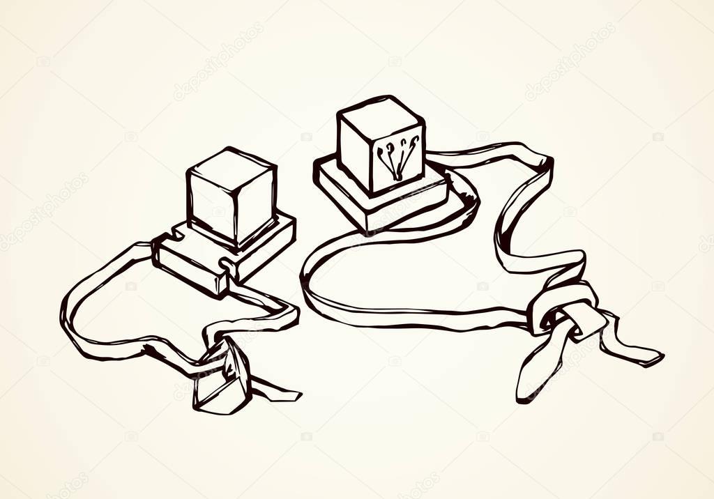 Jewish prayer cubes. Vector drawing