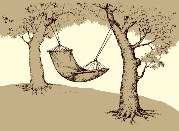 Amaca sull'albero. Illustrazione vettoriale — Vettoriale Stock