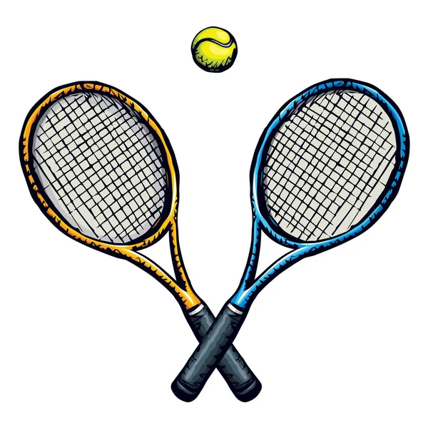 Tennisracket en bal. Vector tekening — Stockvector