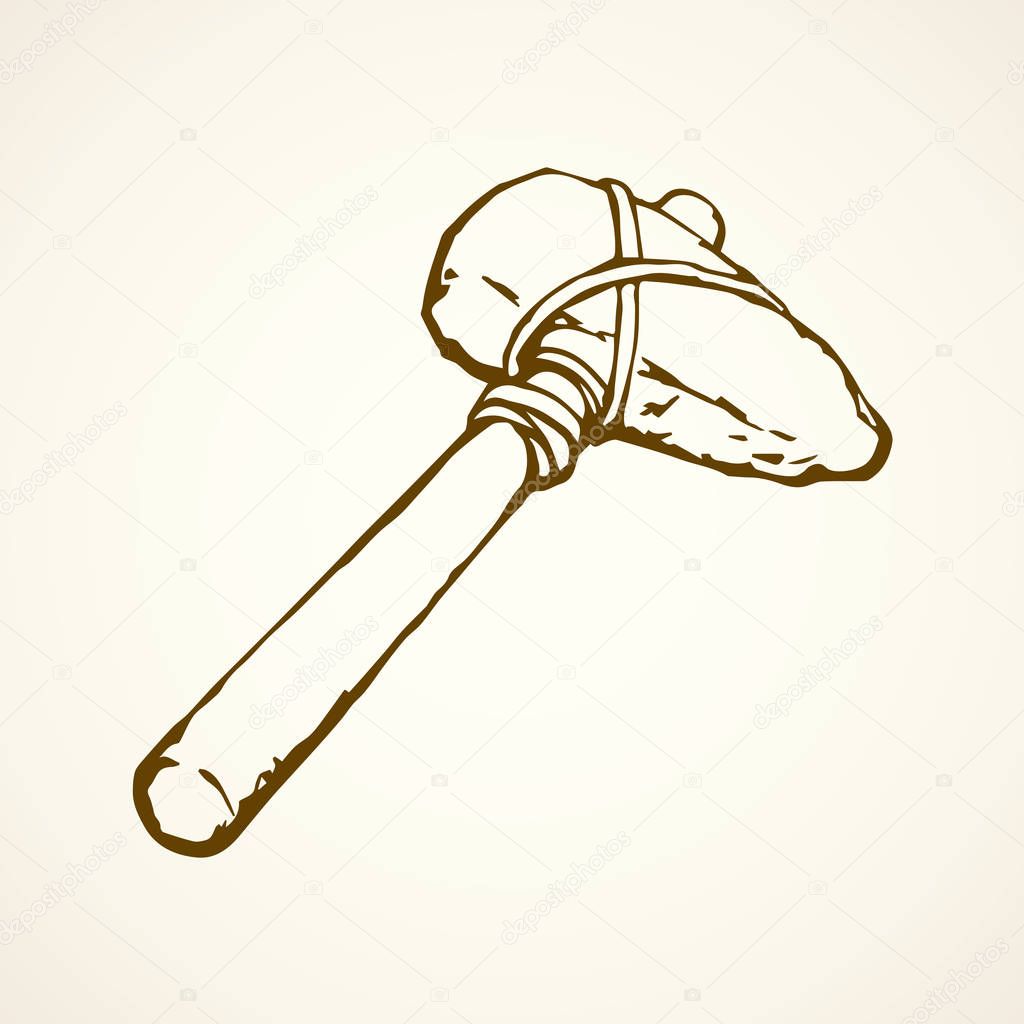 Prehistoric hammer. Vector drawing