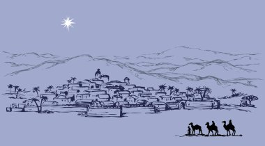 Magi Beytüllahim'e git. Vektör çizim
