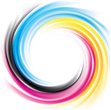 Vektör girdap arka planını temel renkleri yazdırma işlemi: Cmyk