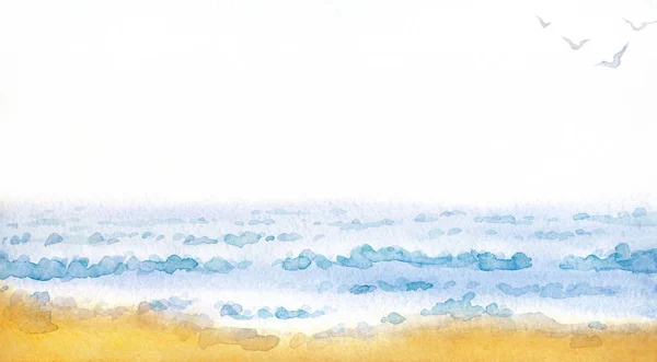 Deniz. Suluboya resim — Stok fotoğraf
