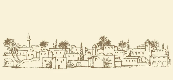 Cidade no deserto. Desenho vetorial —  Vetores de Stock