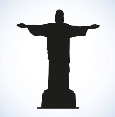 İsa kurtarıcı, Rio de Janeiro, Brezilya. Vektör çizimi