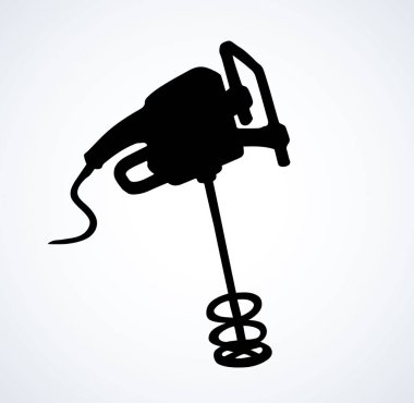 Hand mixer for concrete. Vector drawing clipart