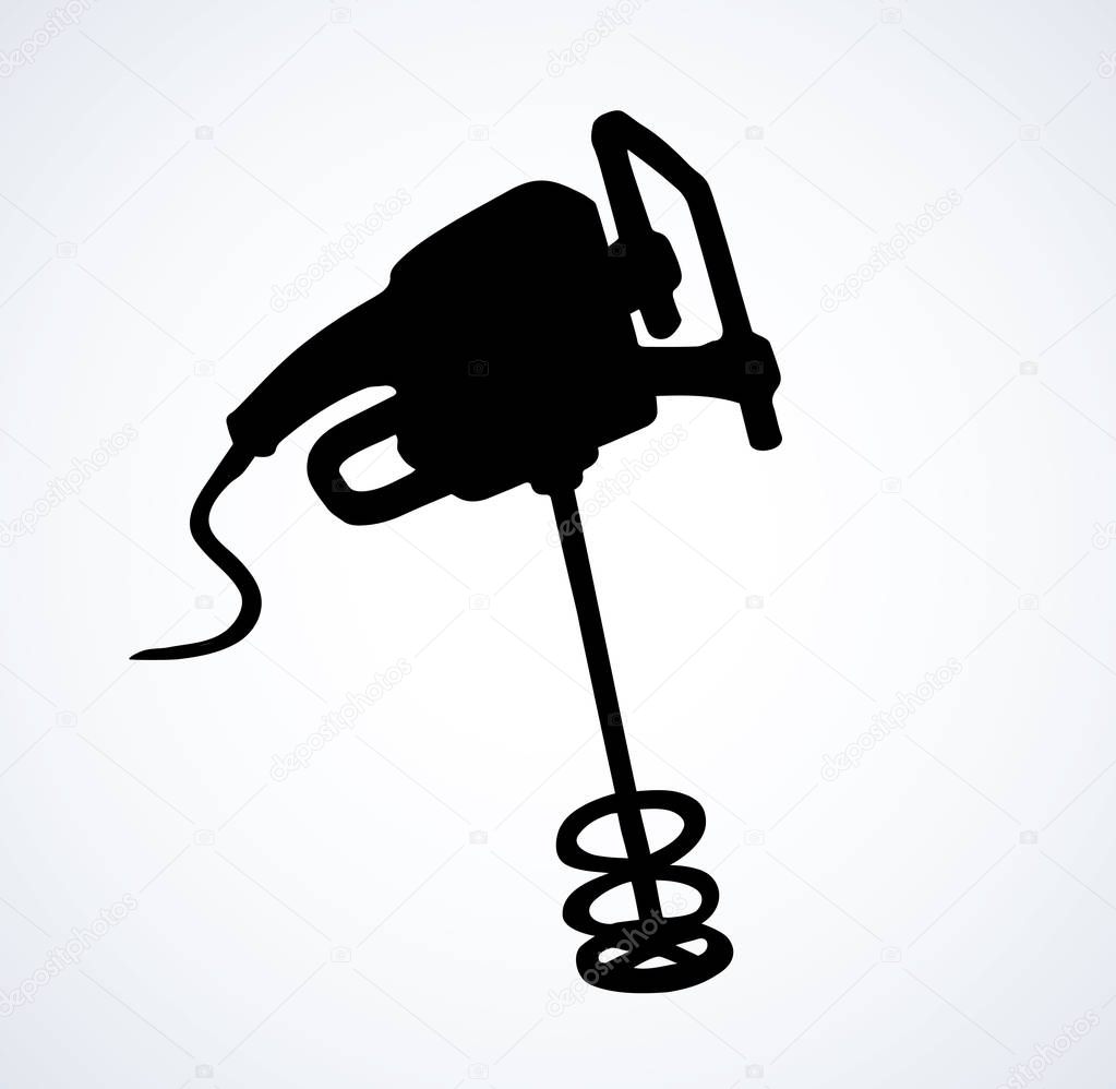 Hand mixer for concrete. Vector drawing