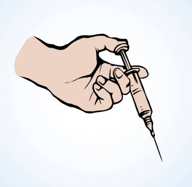 Elinde şırınga. Vektör çizim