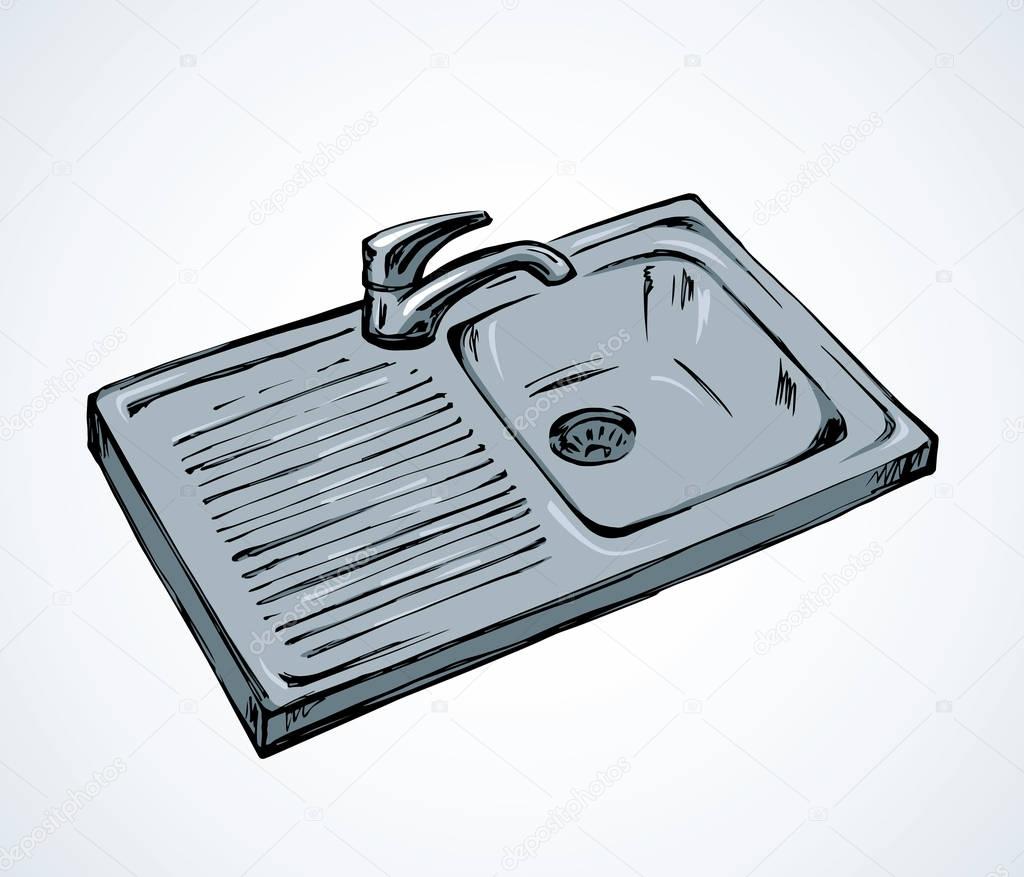 Kitchen sink. Vector drawing