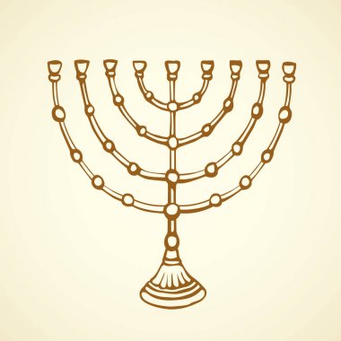 Yedi Kollu Şamdan. Vektör çizim