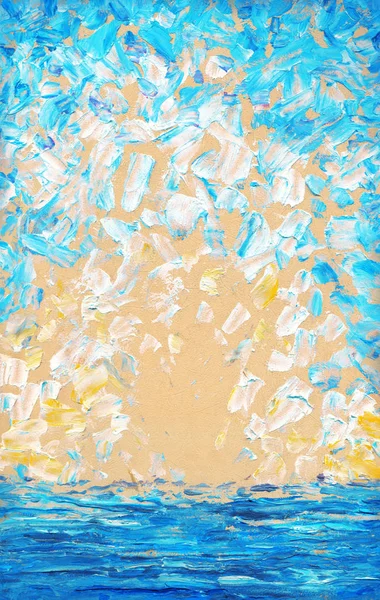 Pintura a óleo abstrata. Fundo do céu azul — Fotografia de Stock