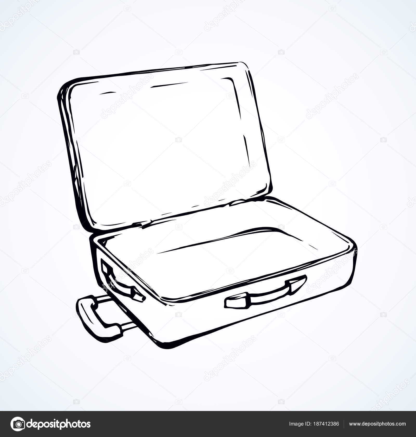 Luggage bag illustration, drawing, engraving, ink, line art, vector Stock  Vector