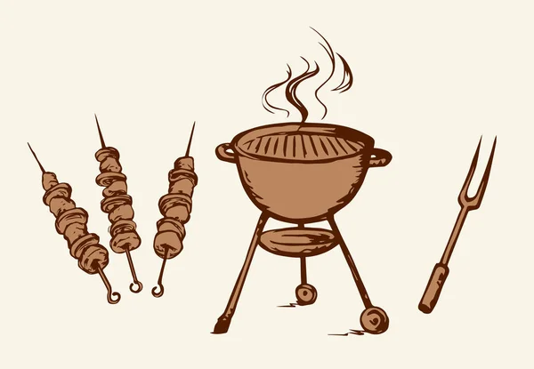 Rek voor een barbecue. Vector tekening — Stockvector