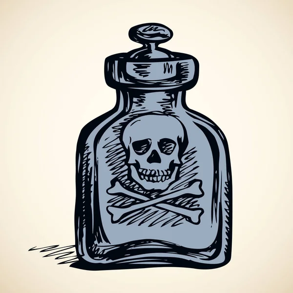 Botellas de vidrio de veneno. Dibujo vectorial — Archivo Imágenes Vectoriales