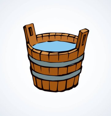 Ahşap kase. Vektör çizim