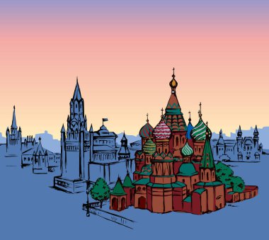 Kızıl Meydan, Moskova. Vektör çizim