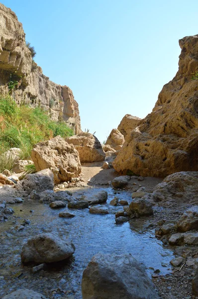 Waterfall in rocks Ein Gedi. Israel — Stock Photo, Image