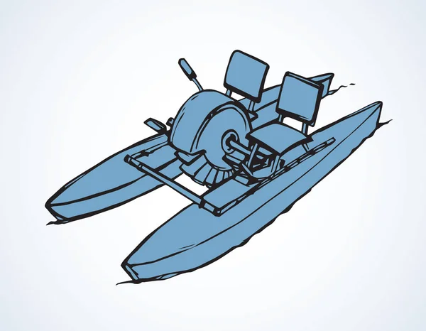 Pedal de catamarán. Dibujo vectorial — Vector de stock